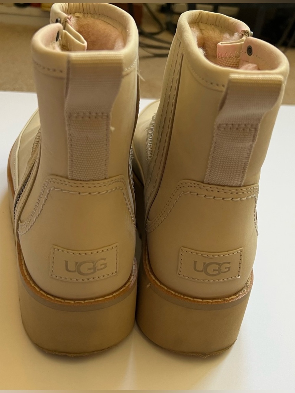 UGG Classic Rebel Biker Mini Boot Bone Size 9 - Picture 3 of 13